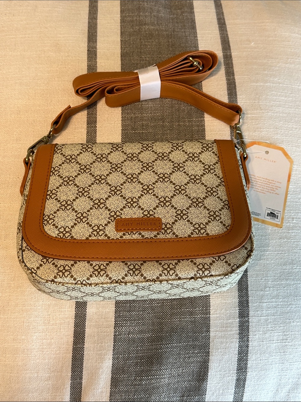 Amy Miller Tan Patterned Crossbody Bag NWT